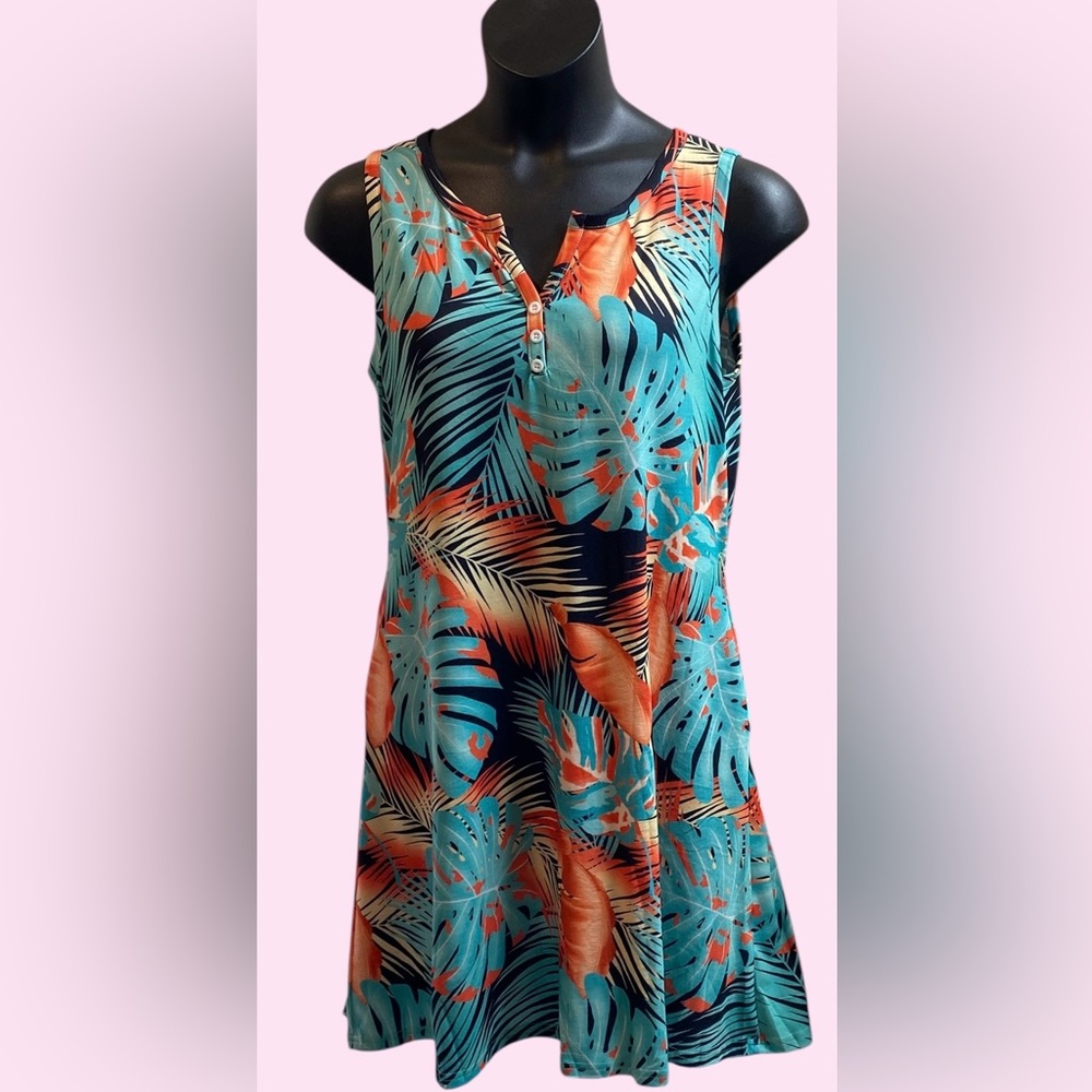Tropical Sleeveless Dress Size Large